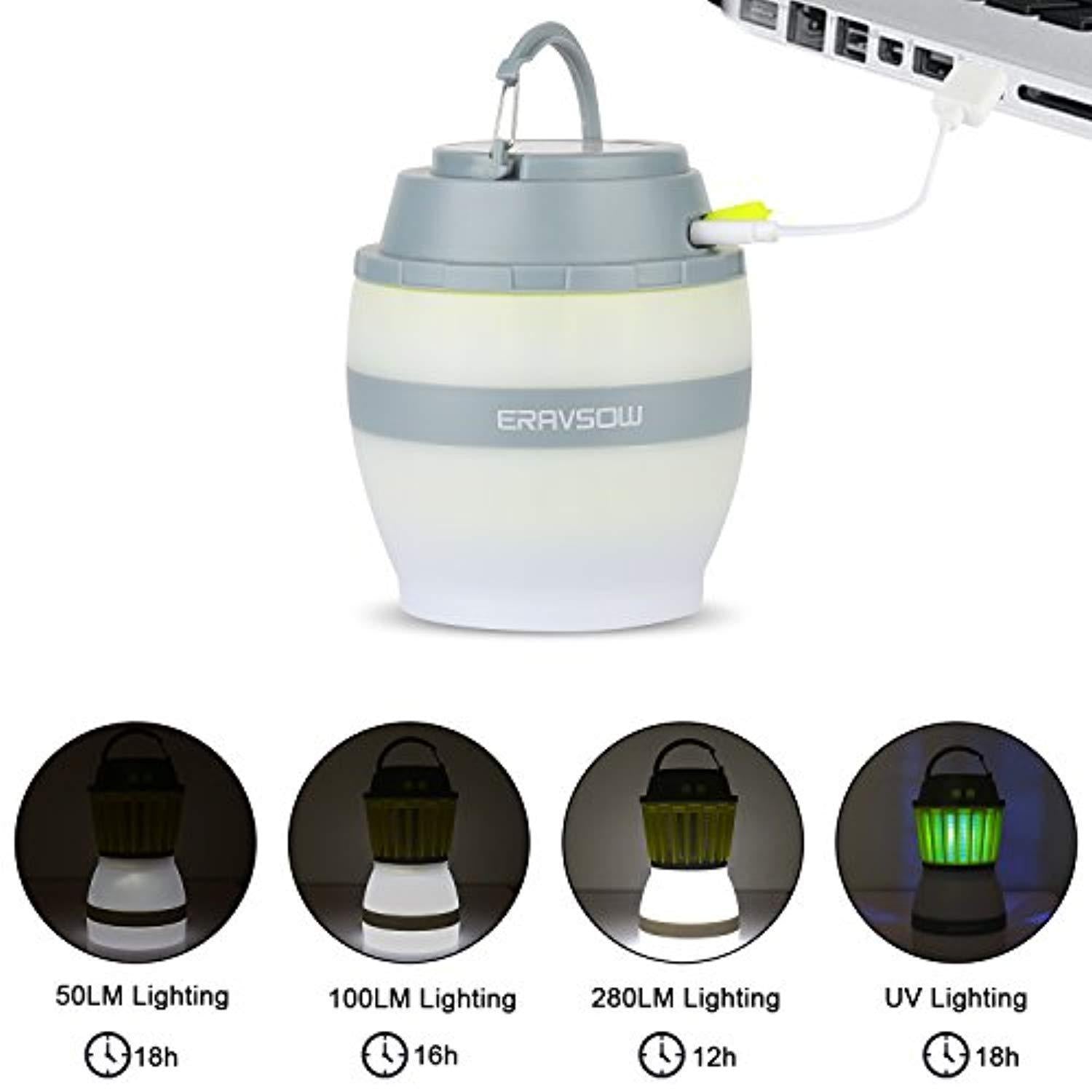ERAVSOW Bug Zapper & LED Camping Lantern 2-in-1, Waterproof Rechargeable Mosquito Killer for Home & Outdoors