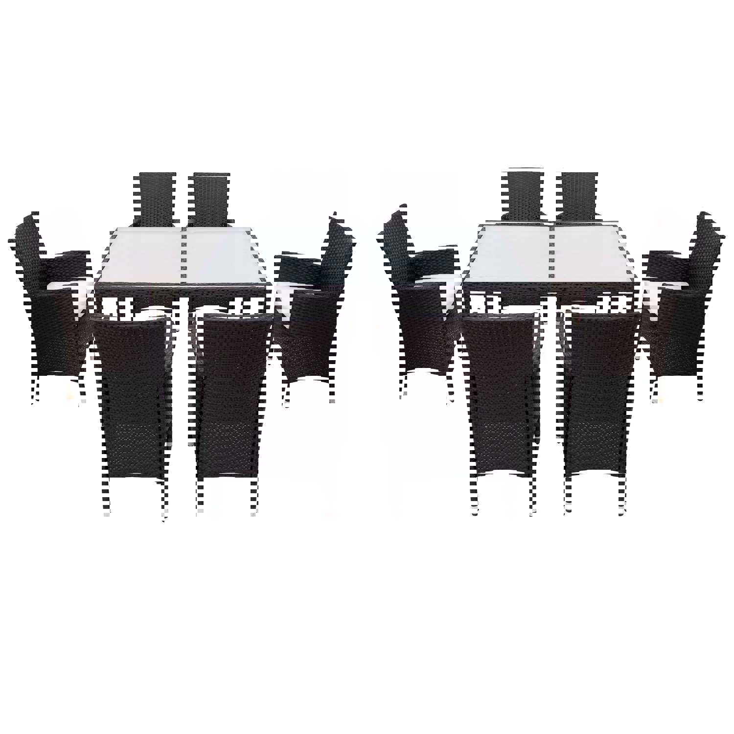 TOPMAX 7-piece Outdoor Wicker Dining Set with Beige Cushion (Black)