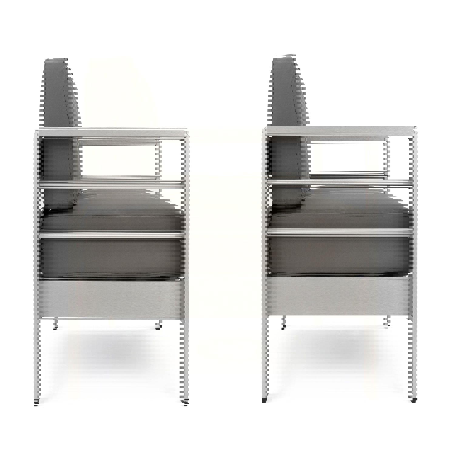 Crested Bay 5pc Modern Outdoor Aluminum Sofa & Chairs Set With Fire Pit