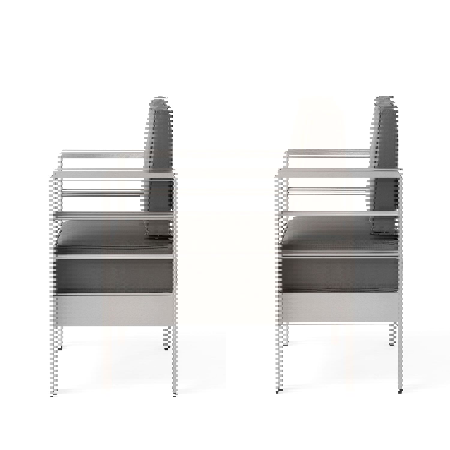 Crested Bay 5pc Modern Outdoor Aluminum Sofa & Chairs Set With Fire Pit