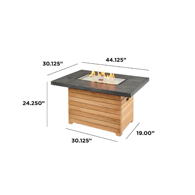 Outdoor Greatroom Company Darien Rectangular Gas Fire Pit Table with Everblend Top