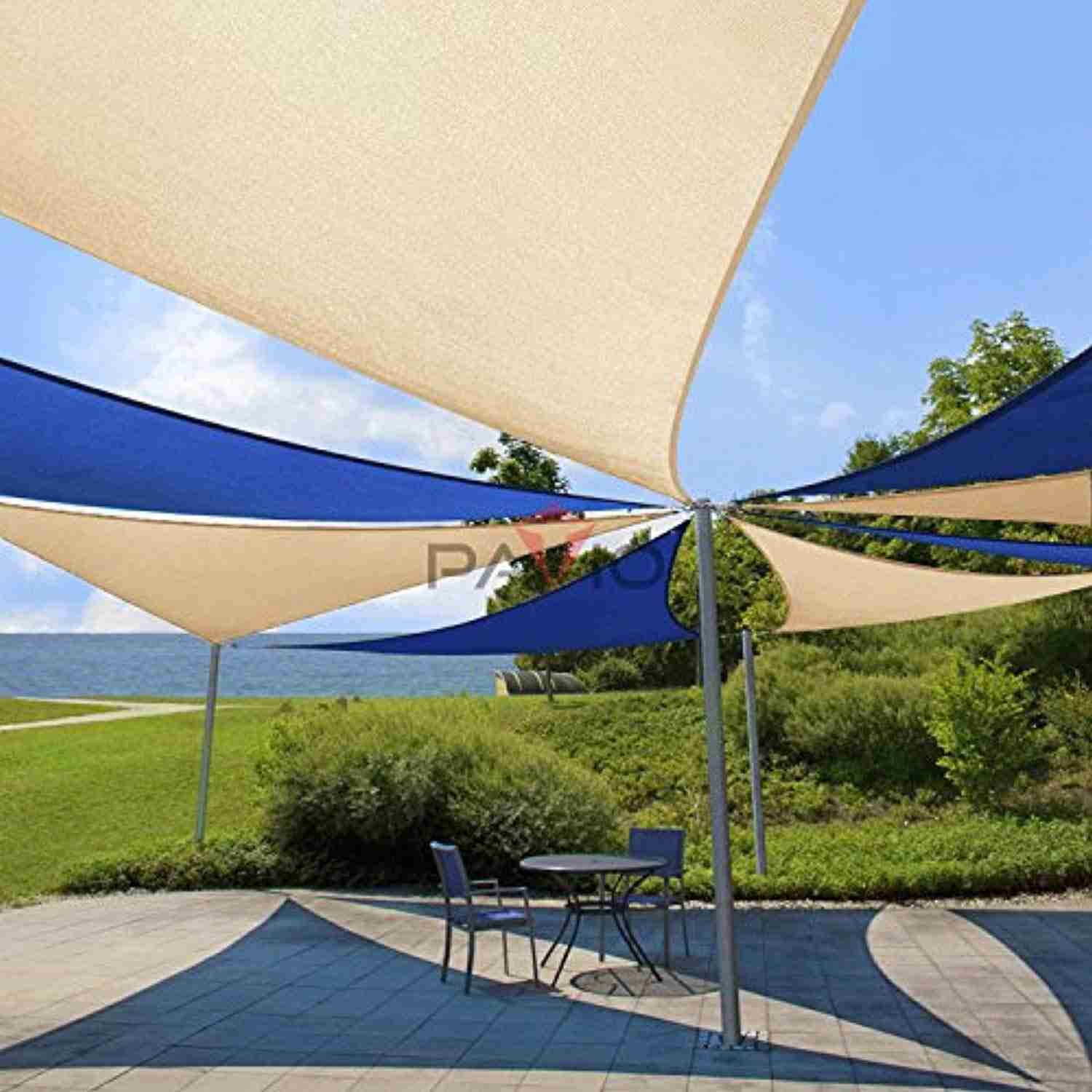 Patio Paradise 20 x 20 x 20 Beige Sun Shade Sail Triangle Canopy - UV Block Fabric for Outdoor Use