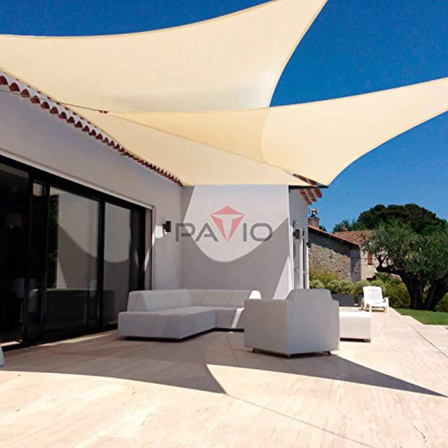 Patio Paradise 20 x 20 x 20 Beige Sun Shade Sail Triangle Canopy - UV Block Fabric for Outdoor Use