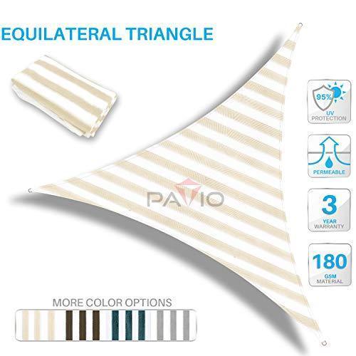 Patio Paradise 20 x 20 x 20 Beige Sun Shade Sail Triangle Canopy - UV Block Fabric for Outdoor Use