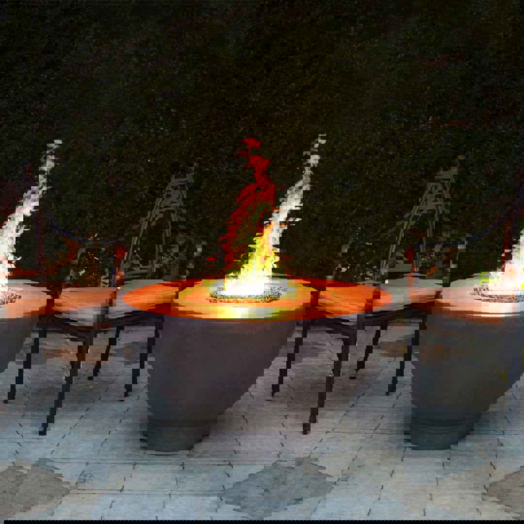 The Outdoor Plus 37 Sienna GFRC Concrete Round Liquid Propane Fire Pit