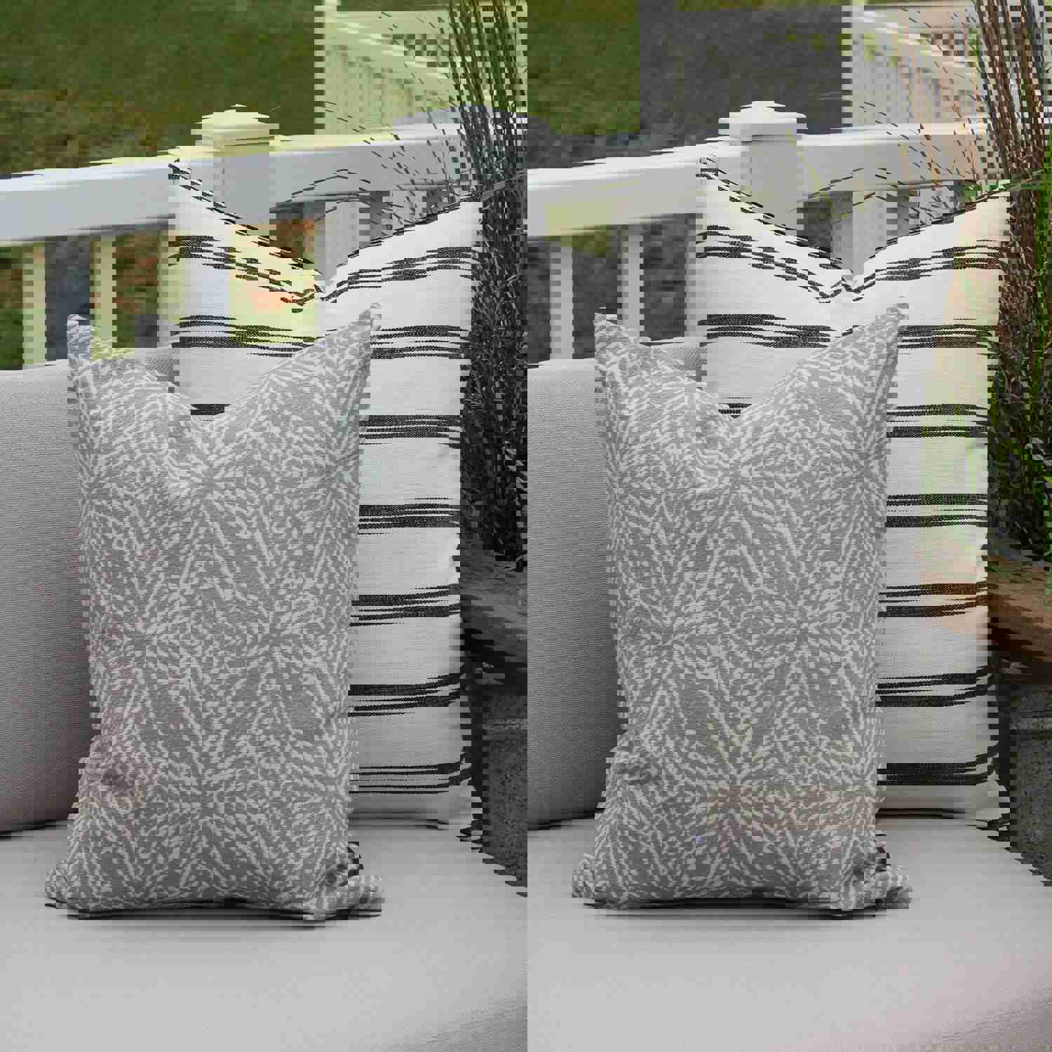 Twila Gray Outdoor Pillow Cover - Durable and Stylish