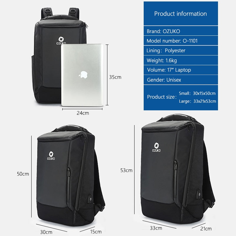 17 Inch Large Capacity Waterproof Gaming Backpack for Men - Travel & Outdoor Bag