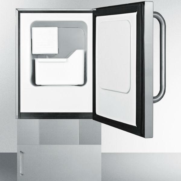 Summit BIM24OSBase34 33 Stainless Steel 12 lb. Drain-Free Outdoor Icemaker with Towel Bar Handle