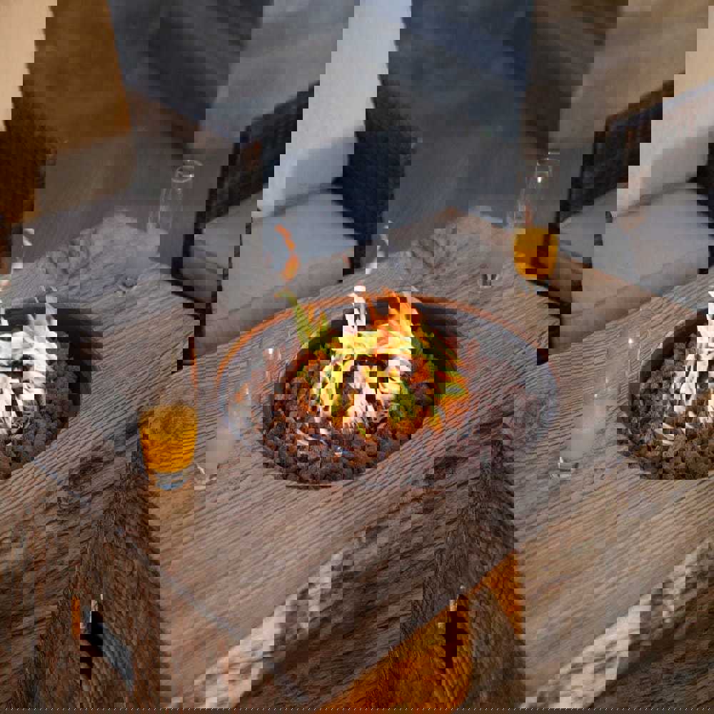 Direct Wicker 44-Inch Rectangular Tree Stump Propane Fire Pit Table