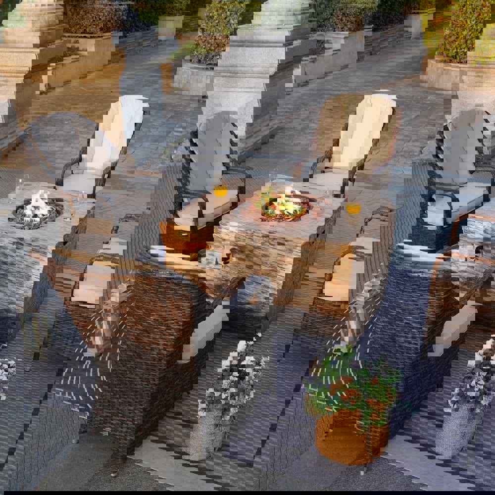 Direct Wicker 44-Inch Rectangular Tree Stump Propane Fire Pit Table