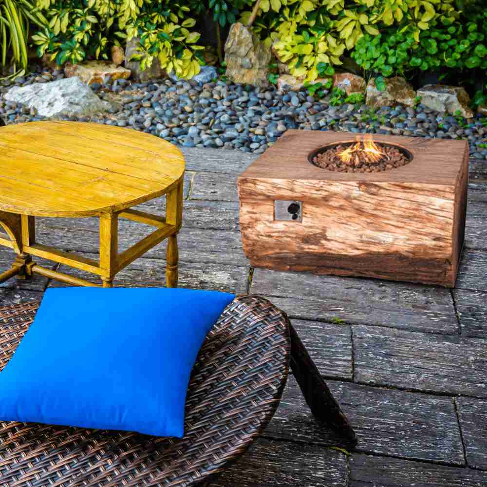 Direct Wicker 44-Inch Rectangular Tree Stump Propane Fire Pit Table