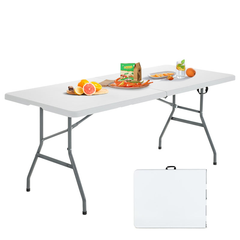 Compact Folding Camping Table with Convenient Carrying Handle - Ideal for Picnics and Outdoor Activities in White