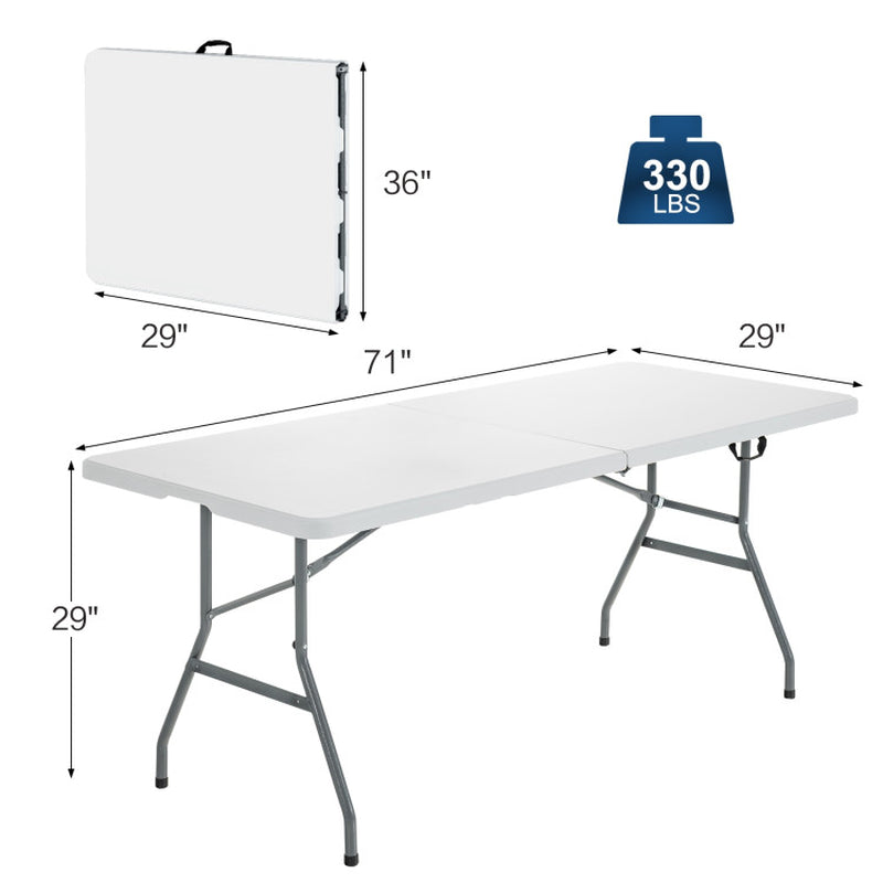 Compact Folding Camping Table with Convenient Carrying Handle - Ideal for Picnics and Outdoor Activities in White
