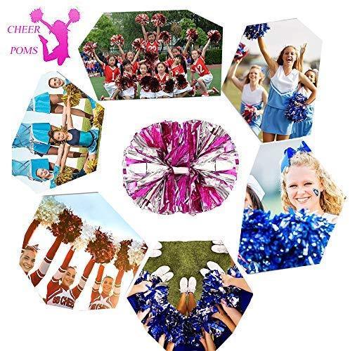 4Pcs Metallic Cheerleading Pom Poms for Kids - Green & Silver
