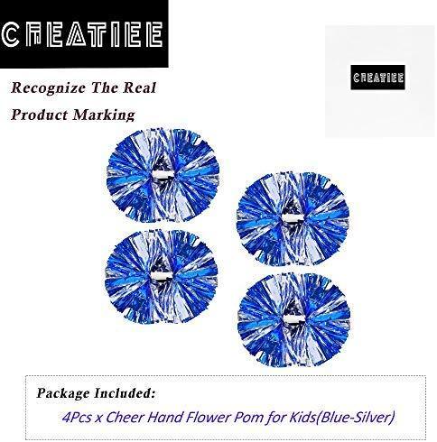 4Pcs Metallic Cheerleading Pom Poms for Kids - Green & Silver