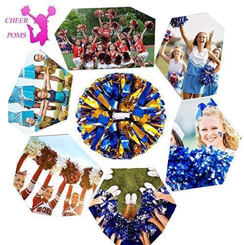 4Pcs Metallic Cheerleading Pom Poms for Kids - Green & Silver