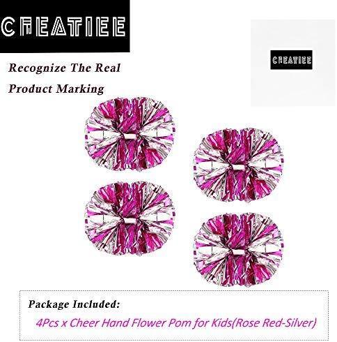 4Pcs Metallic Cheerleading Pom Poms for Kids - Green & Silver